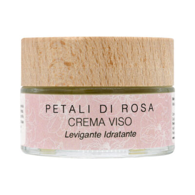 Petali-di-rosa-Crema-viso-Levigante-Idratante-Rosa-Damascena Crema Viso Idratante e Levigante alla Rosa Damascena – ml 30