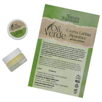 Crema-Labbra-Riparatrice-all'olio-di-oliva---Oliverde Balsamo Labbra Oliverde in vasetto – ml 5